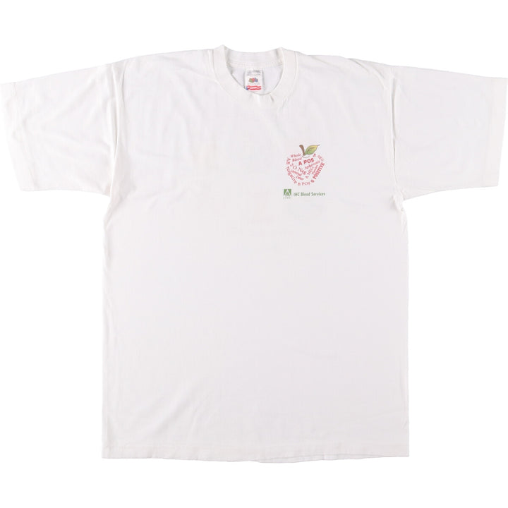 Fruit of the Loom printed T-shirt, made in El Salvador, men's size L, vintage cotton white type Vintage Second Hand