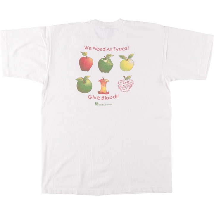 Fruit of the Loom printed T-shirt, made in El Salvador, men's size L, vintage cotton white type Vintage Second Hand