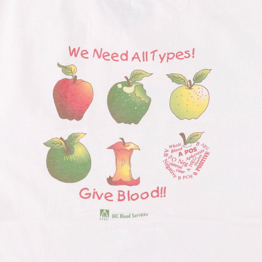 Fruit of the Loom printed T-shirt, made in El Salvador, men's size L, vintage cotton white type Vintage Second Hand