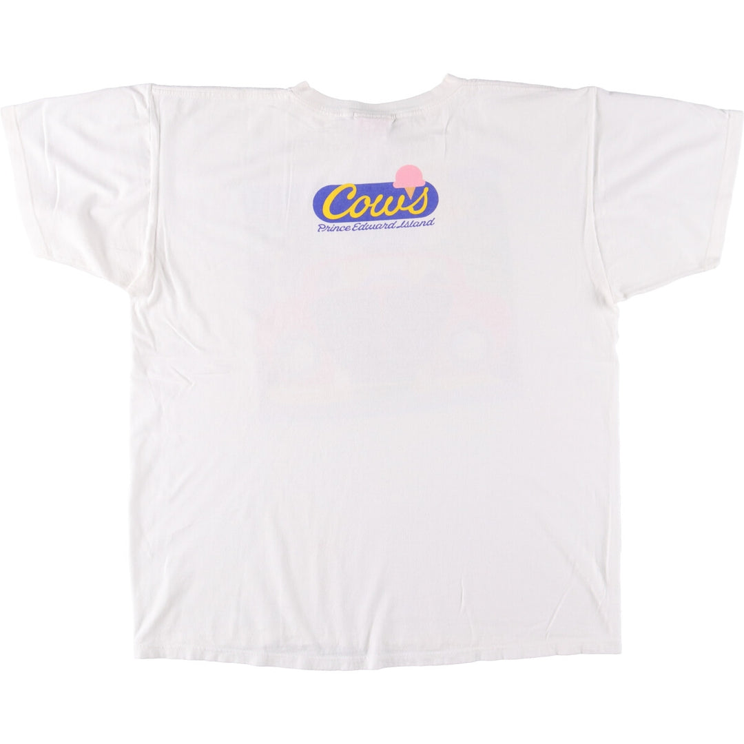 COWS Message Print T-Shirt Made in Canada Men's XL cotton white type Vintage Second Hand