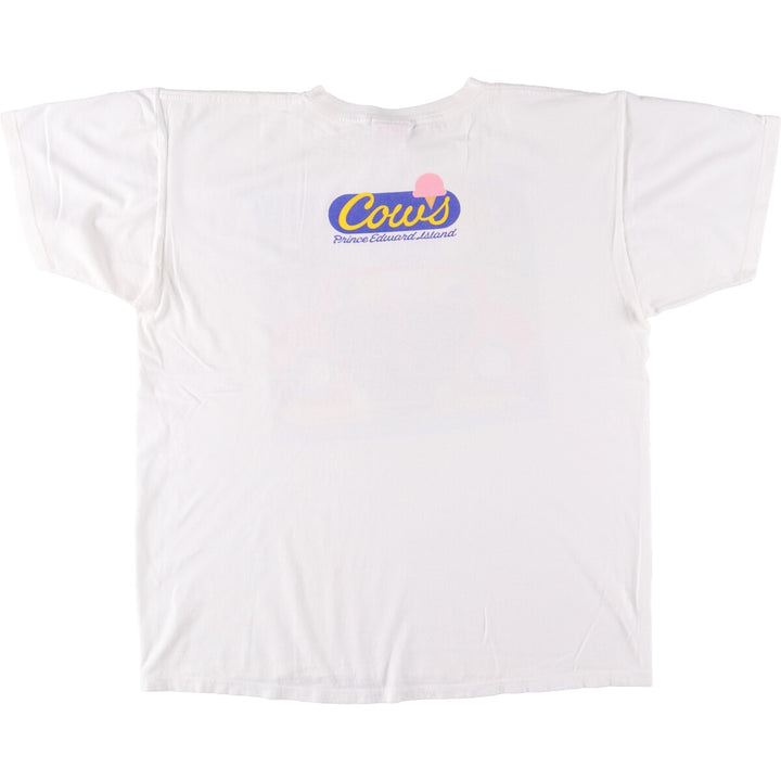 COWS Message Print T-Shirt Made in Canada Men's XL cotton white type Vintage Second Hand