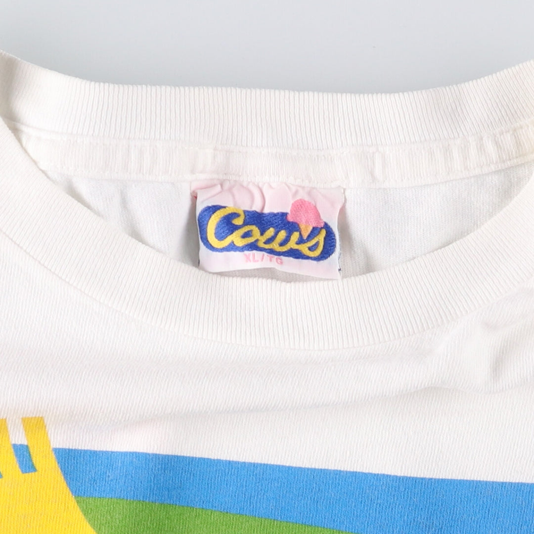 COWS Message Print T-Shirt Made in Canada Men's XL cotton white type Vintage Second Hand