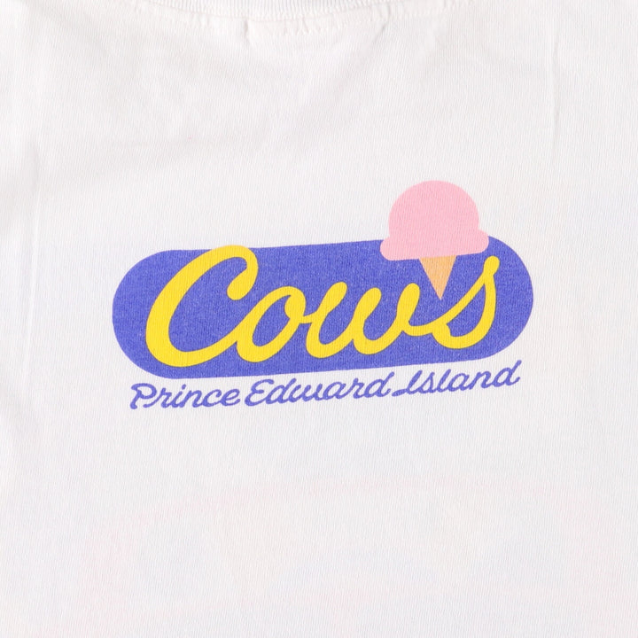 COWS Message Print T-Shirt Made in Canada Men's XL cotton white type Vintage Second Hand
