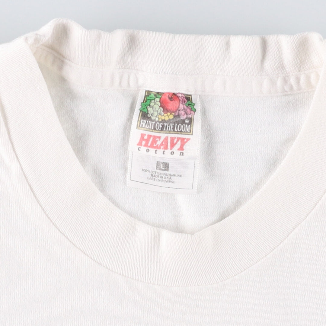 90'S Fruit of the Loom Heavy Cotton Printed T-Shirt Made in USA Men's Size L Vintage cotton white type Vintage Second Hand