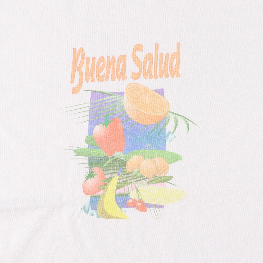 90'S Fruit of the Loom Heavy Cotton Printed T-Shirt Made in USA Men's Size L Vintage cotton white type Vintage Second Hand