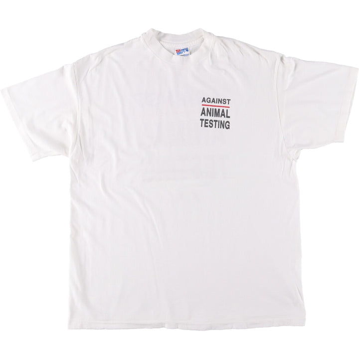 90'S Hanes BEEFY-T Message Print T-Shirt Made in USA Men's XL Vintage cotton white type Vintage Second Hand