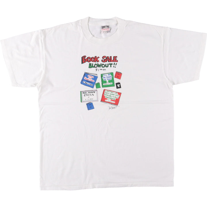 90'S ONEITA Printed T-shirt, Men's XL size, Vintage cotton white type Vintage Second Hand