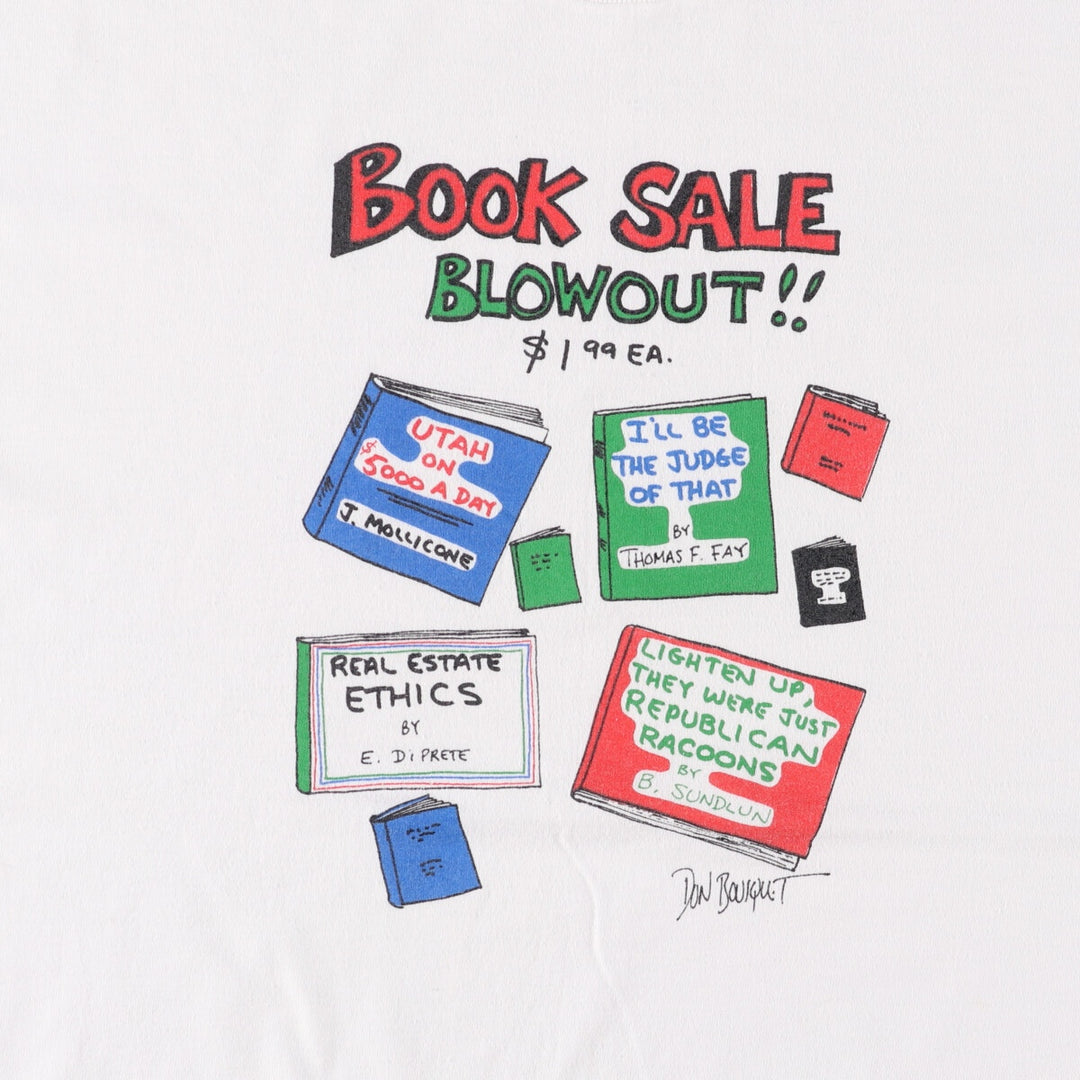 90'S ONEITA Printed T-shirt, Men's XL size, Vintage cotton white type Vintage Second Hand