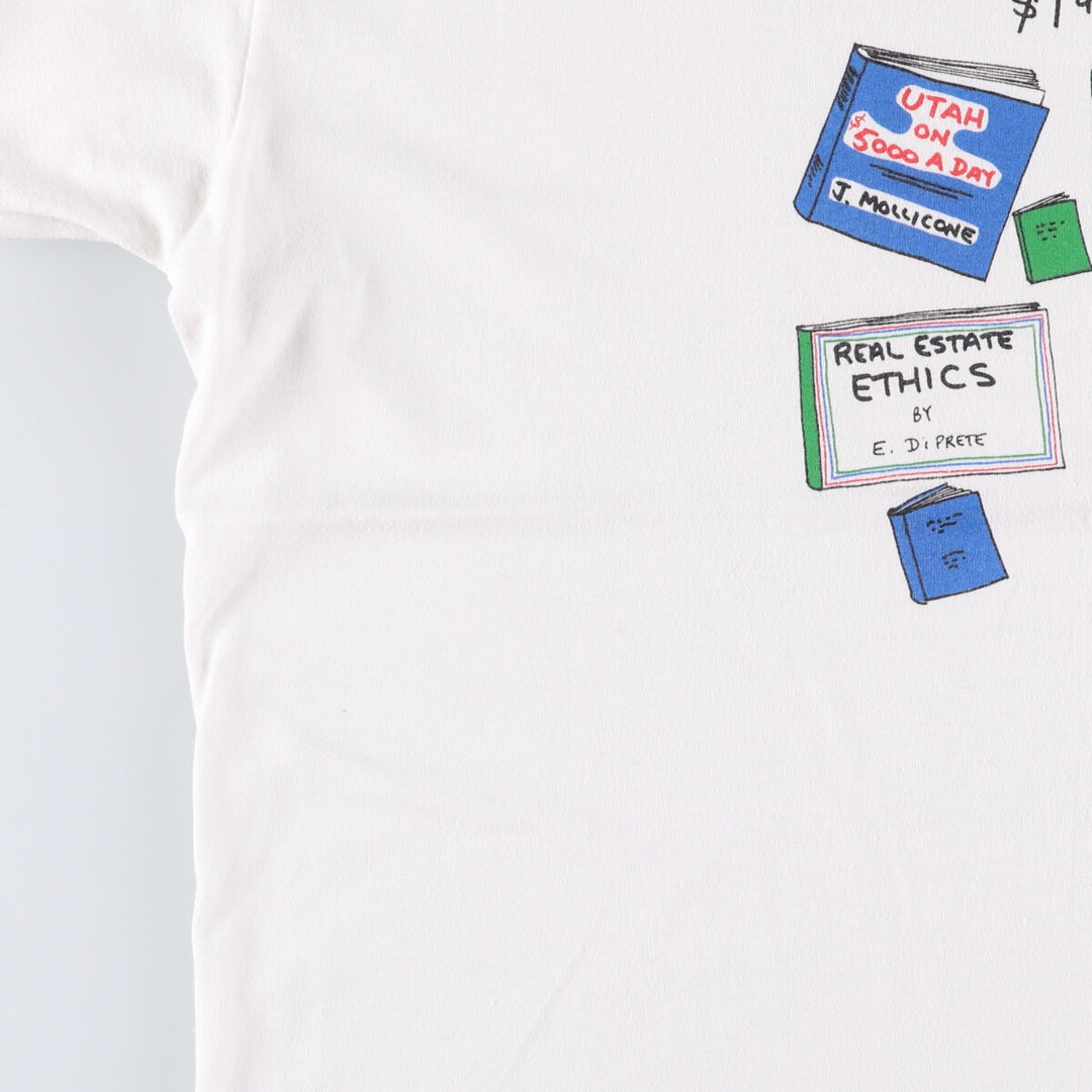 90'S ONEITA Printed T-shirt, Men's XL size, Vintage cotton white type Vintage Second Hand
