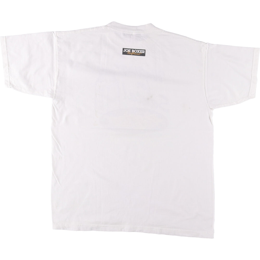 JOE BOXER Printed T-shirt Made in USA Free size cotton white type Vintage Second Hand