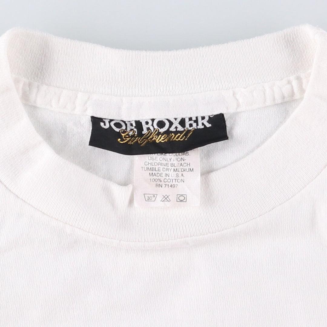 JOE BOXER Printed T-shirt Made in USA Free size cotton white type Vintage Second Hand