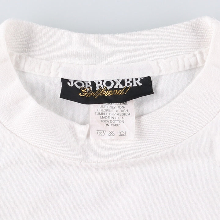 JOE BOXER Printed T-shirt Made in USA Free size cotton white type Vintage Second Hand