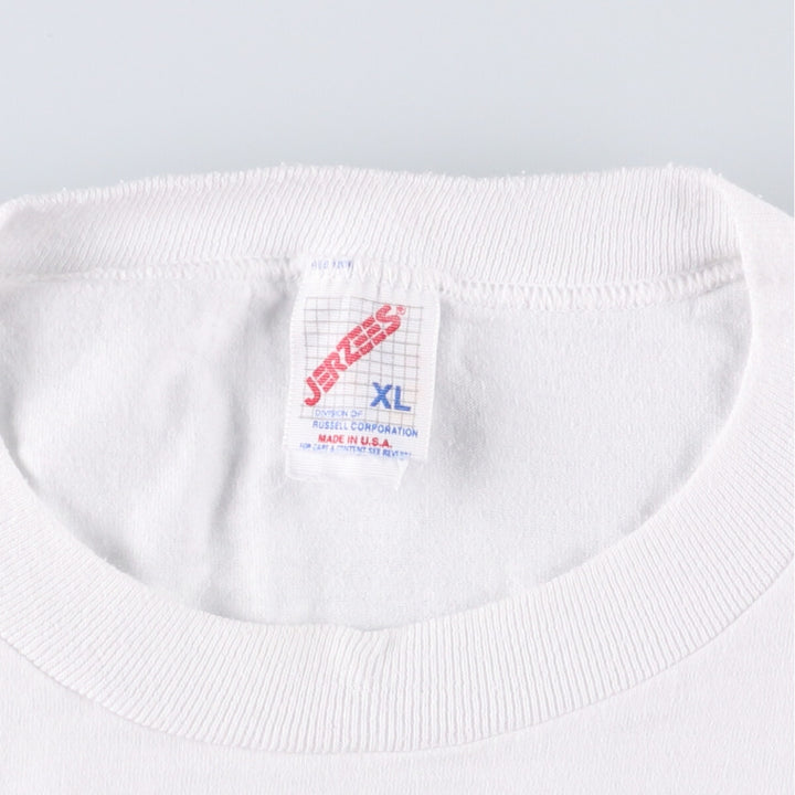 90'S Jerzees Printed T-shirt Made in USA Men's XL Vintage cotton white type Vintage Second Hand