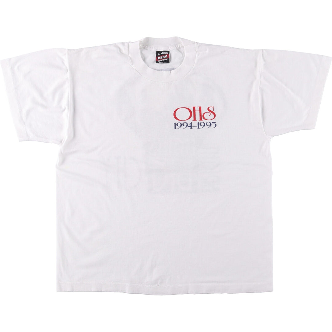 90'S Fruit of the Loom Best Printed T-shirt, Made in USA, Men's L size, Vintage cotton white type Vintage Second Hand