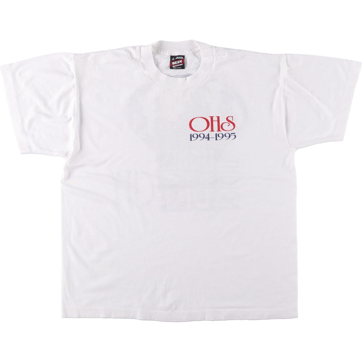 90'S Fruit of the Loom Best Printed T-shirt, Made in USA, Men's L size, Vintage cotton white type Vintage Second Hand