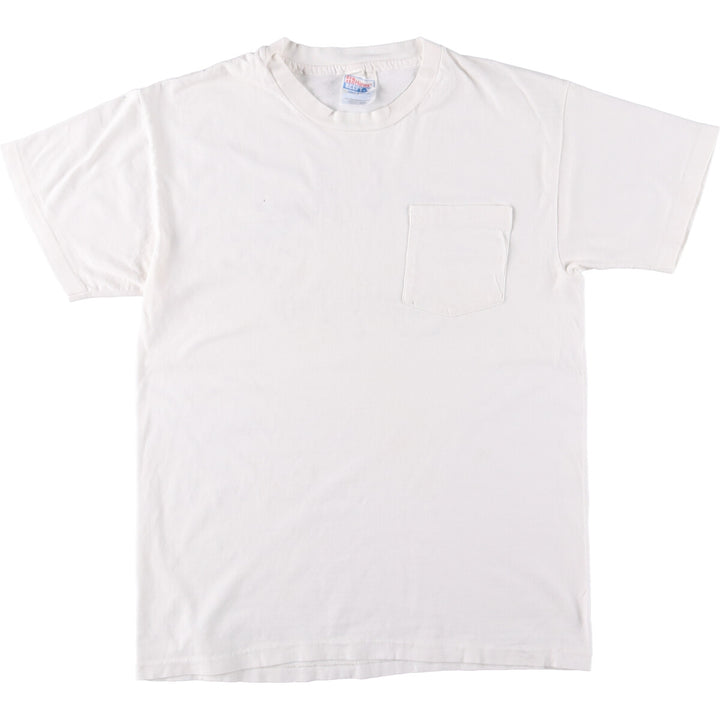 90'S Hanes BEEFY-T back print T-shirt, men's size M, vintage cotton white type Vintage Second Hand