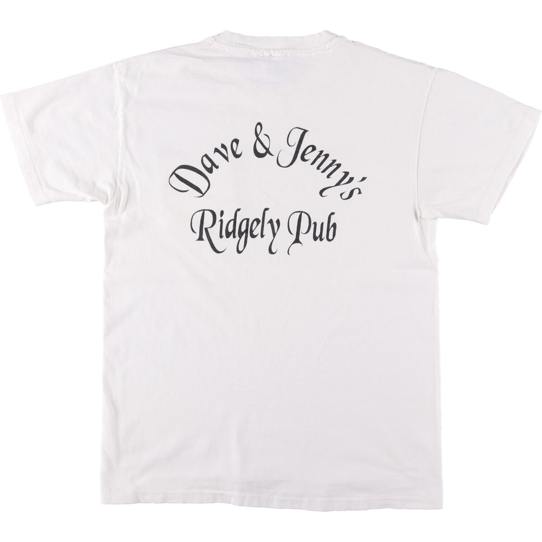 90'S Hanes BEEFY-T back print T-shirt, men's size M, vintage cotton white type Vintage Second Hand