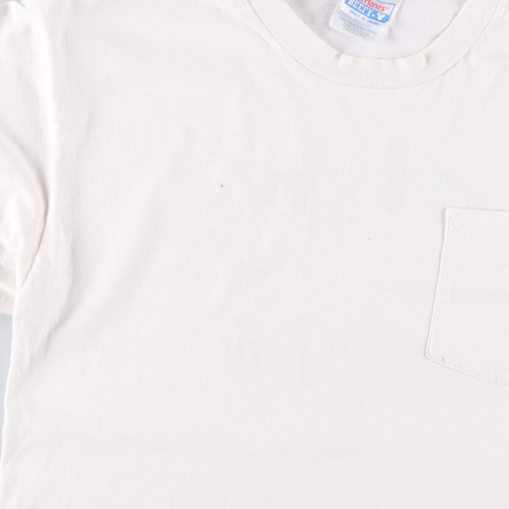 90'S Hanes BEEFY-T back print T-shirt, men's size M, vintage cotton white type Vintage Second Hand