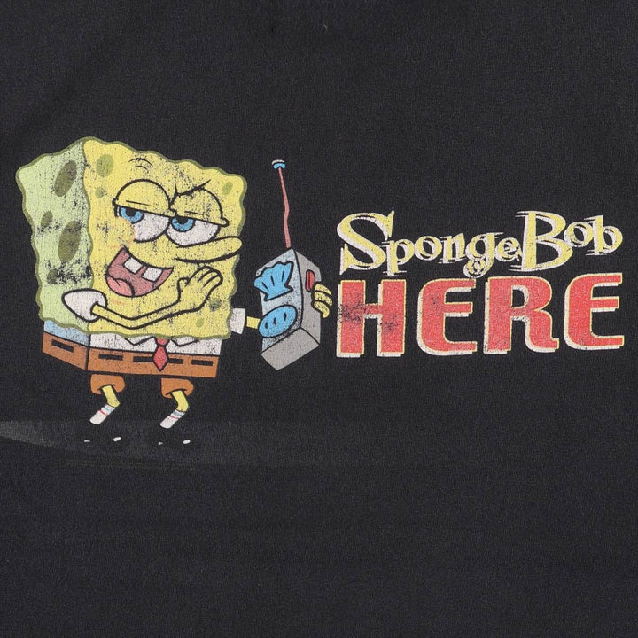00'S ALSTYLE APPAREL & ACTIVEWEAR SPONGE BOB Spongebob character print T-shirt made in USA, men's XL size cotton black type Vintage Second Hand