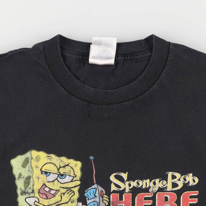00'S ALSTYLE APPAREL & ACTIVEWEAR SPONGE BOB Spongebob character print T-shirt made in USA, men's XL size cotton black type Vintage Second Hand