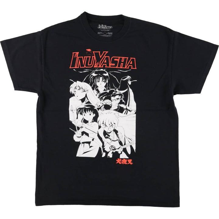 Inuyasha Anime Character Print T-Shirt Men's Size L cotton black type Vintage Second Hand