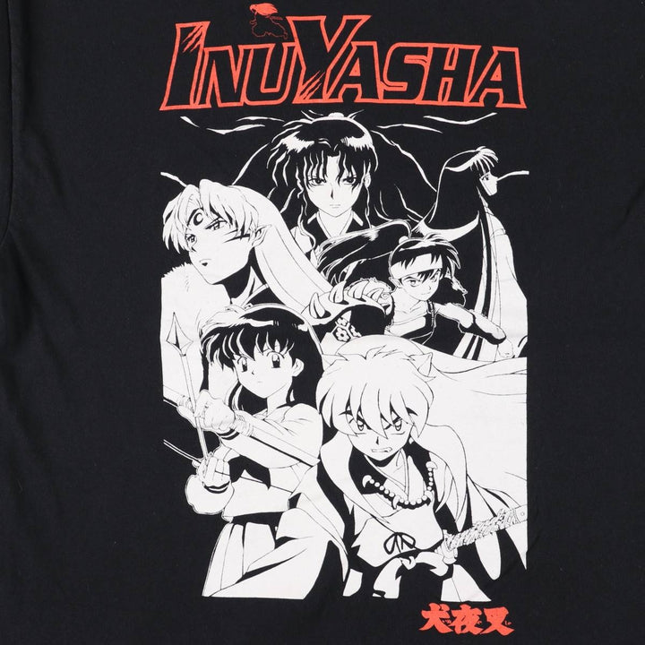 Inuyasha Anime Character Print T-Shirt Men's Size L cotton black type Vintage Second Hand