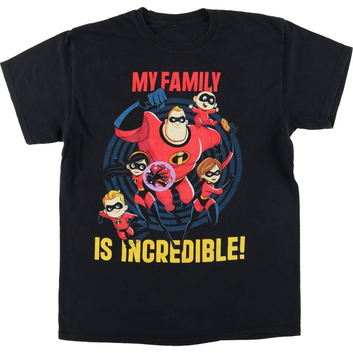Disney Mr. INCREDIBLES Character Print T-Shirt Men's M Size unknown black type Vintage Second Hand