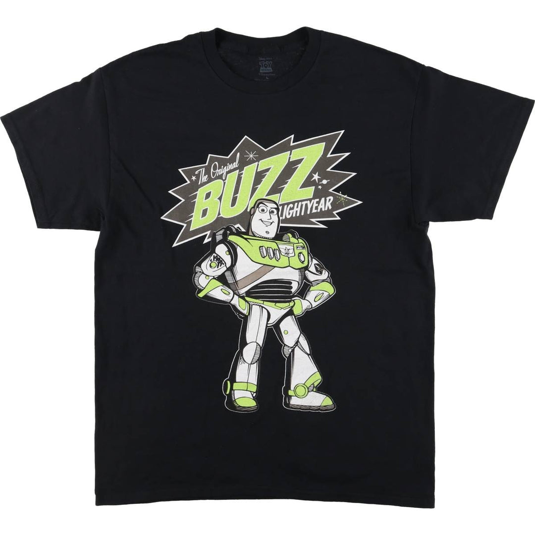 TOY STORY Buzz Lightyear character print T-shirt for men, size L cotton black type Vintage Second Hand