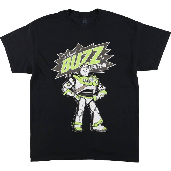 TOY STORY Buzz Lightyear character print T-shirt for men, size L cotton black type Vintage Second Hand