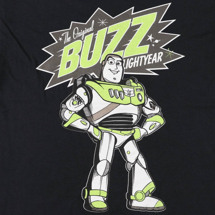 TOY STORY Buzz Lightyear character print T-shirt for men, size L cotton black type Vintage Second Hand
