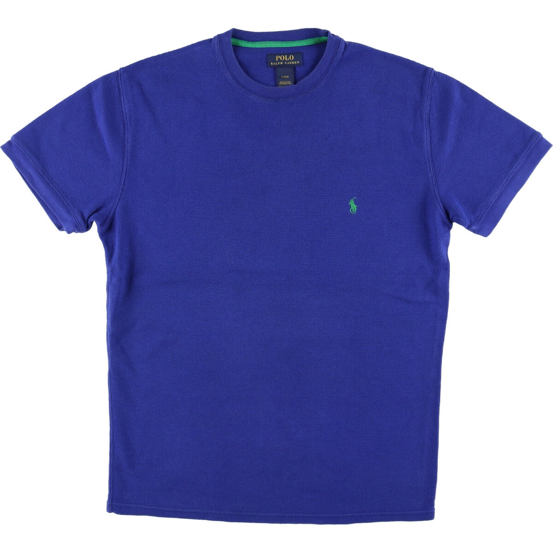 Ralph Lauren POLO RALPH LAUREN Thermal Waffle Short Sleeve One Point Logo T-Shirt Men's L cotton blue type Vintage Second Hand