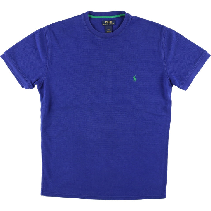 Ralph Lauren POLO RALPH LAUREN Thermal Waffle Short Sleeve One Point Logo T-Shirt Men's L cotton blue type Vintage Second Hand