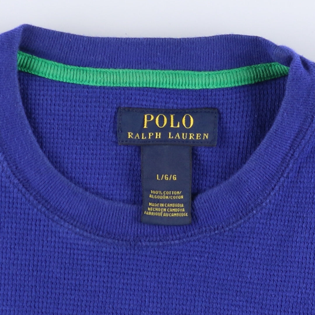 Ralph Lauren POLO RALPH LAUREN Thermal Waffle Short Sleeve One Point Logo T-Shirt Men's L cotton blue type Vintage Second Hand