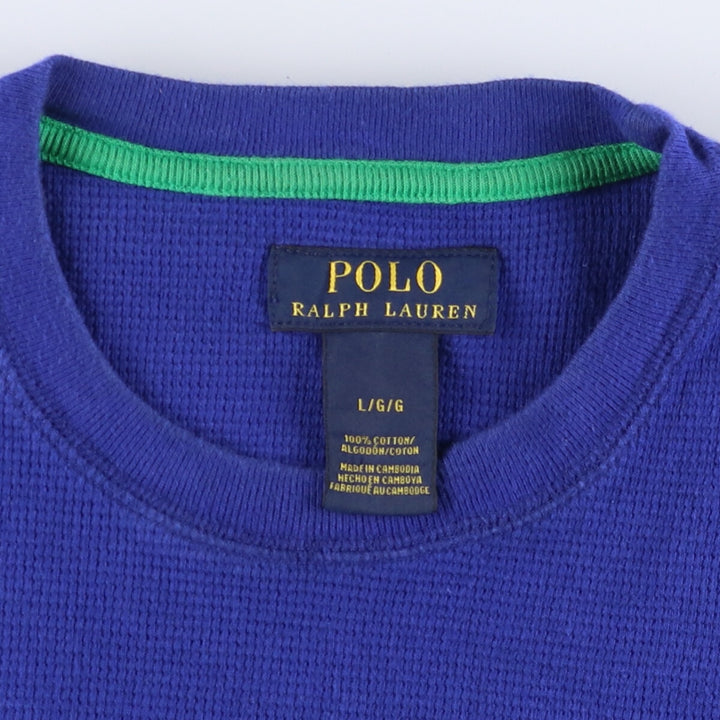 Ralph Lauren POLO RALPH LAUREN Thermal Waffle Short Sleeve One Point Logo T-Shirt Men's L cotton blue type Vintage Second Hand