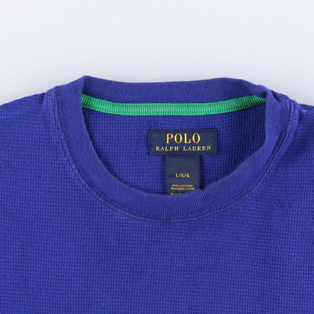 Ralph Lauren POLO RALPH LAUREN Thermal Waffle Short Sleeve One Point Logo T-Shirt Men's L cotton blue type Vintage Second Hand