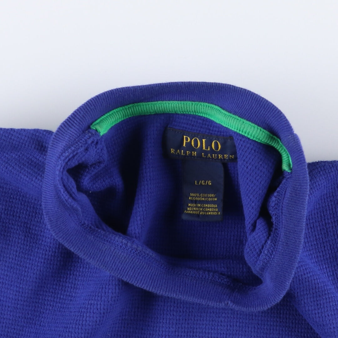 Ralph Lauren POLO RALPH LAUREN Thermal Waffle Short Sleeve One Point Logo T-Shirt Men's L cotton blue type Vintage Second Hand