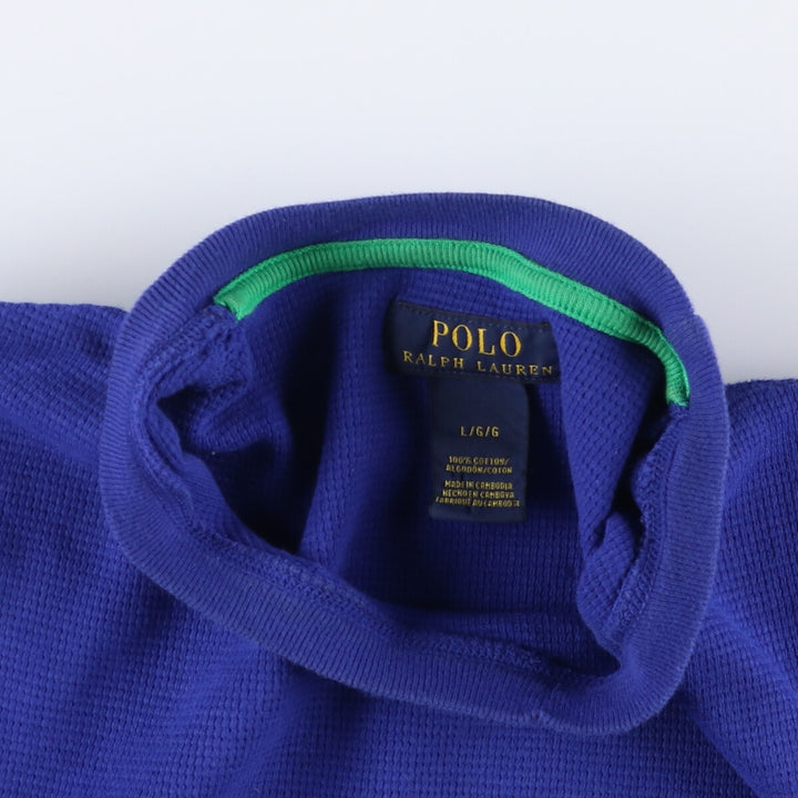 Ralph Lauren POLO RALPH LAUREN Thermal Waffle Short Sleeve One Point Logo T-Shirt Men's L cotton blue type Vintage Second Hand