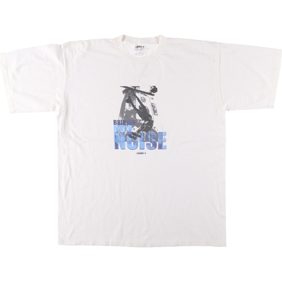 AND 1 Sports Print T-Shirt Made in USA Men's XL cotton white type Vintage Second Hand