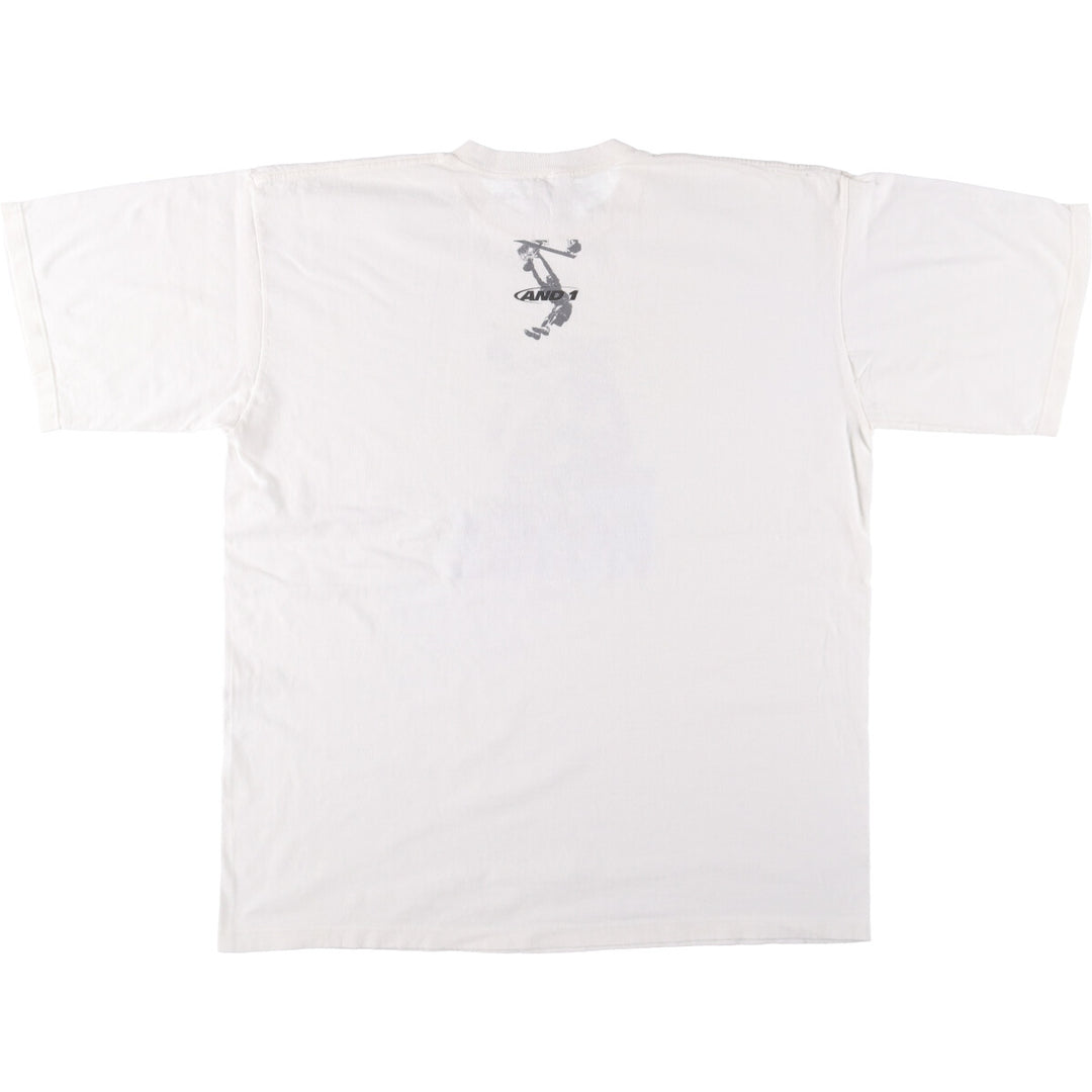 AND 1 Sports Print T-Shirt Made in USA Men's XL cotton white type Vintage Second Hand