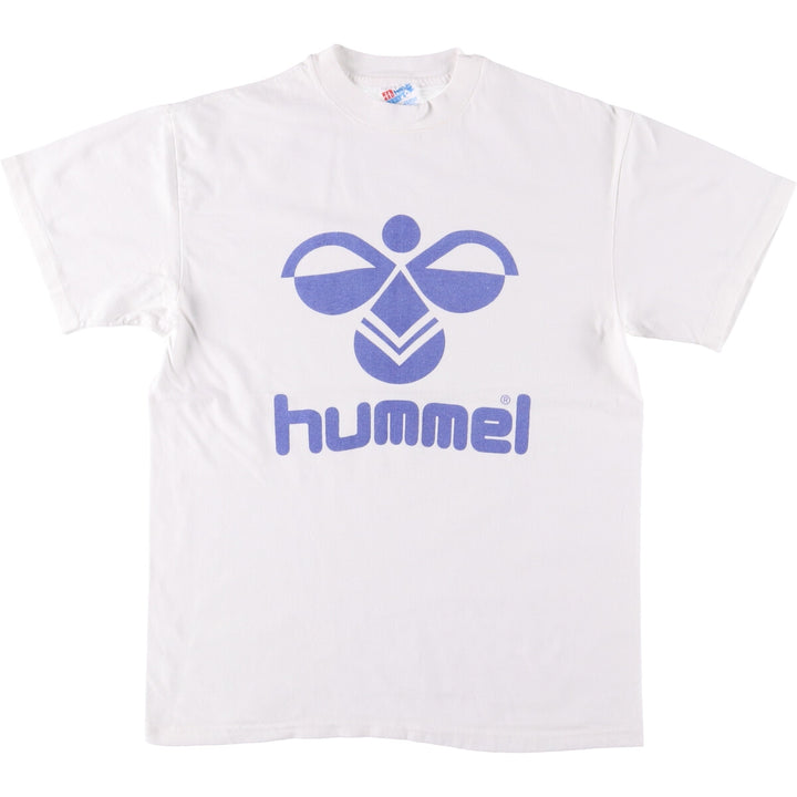 90'S Hanes HUMMEL logo print T-shirt, made in USA, men's size M, vintage cotton white type Vintage Second Hand