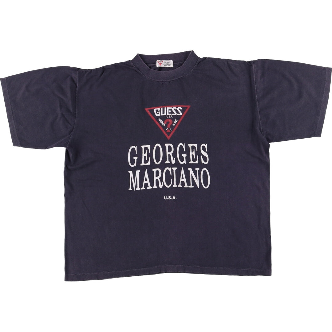 90'S Guess BY GEORGES MARCIANO short sleeve printed T-shirt made in USA, men's size L, vintage unclear black type Vintage Second Hand