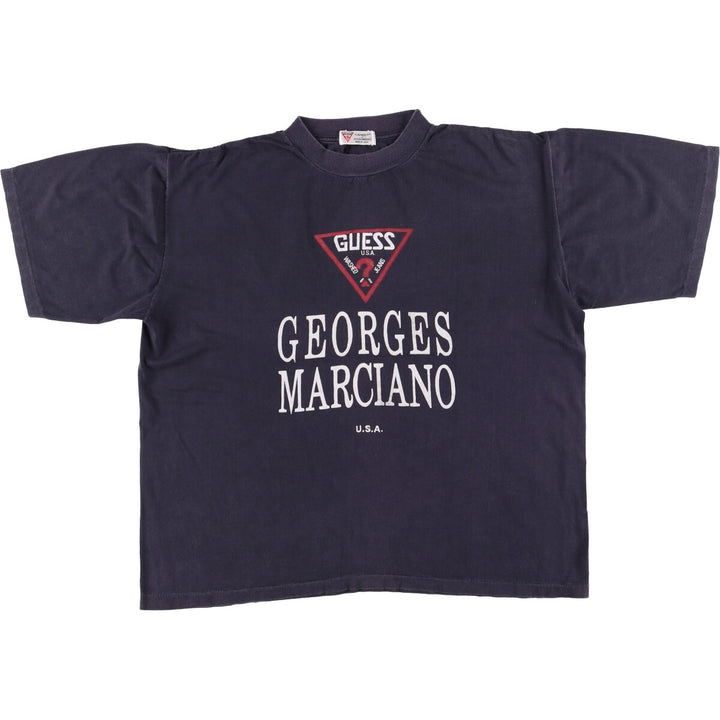 90'S Guess BY GEORGES MARCIANO short sleeve printed T-shirt made in USA, men's size L, vintage unclear black type Vintage Second Hand