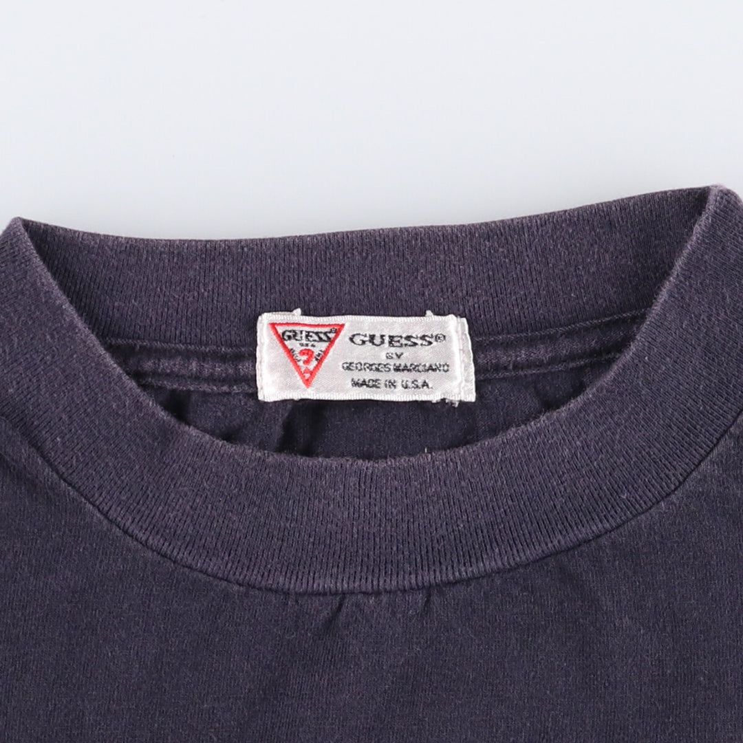 90'S Guess BY GEORGES MARCIANO short sleeve printed T-shirt made in USA, men's size L, vintage unclear black type Vintage Second Hand