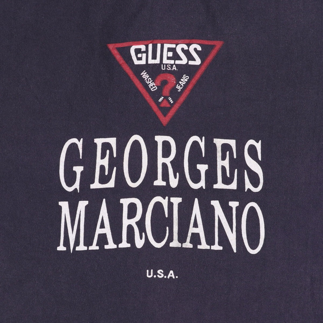 90'S Guess BY GEORGES MARCIANO short sleeve printed T-shirt made in USA, men's size L, vintage unclear black type Vintage Second Hand
