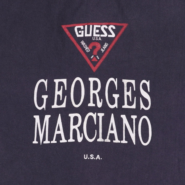 90'S Guess BY GEORGES MARCIANO short sleeve printed T-shirt made in USA, men's size L, vintage unclear black type Vintage Second Hand