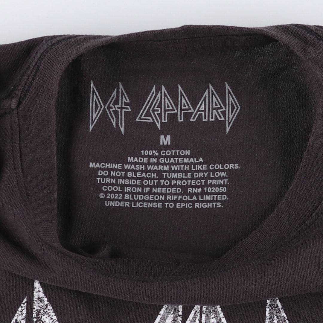 DEF LEPPARD Leopard Pattern Band T-shirt Band Tee Men's M size cotton black type Vintage Second Hand