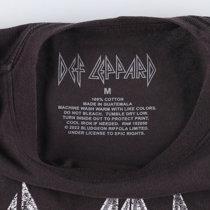 DEF LEPPARD Leopard Pattern Band T-shirt Band Tee Men's M size cotton black type Vintage Second Hand