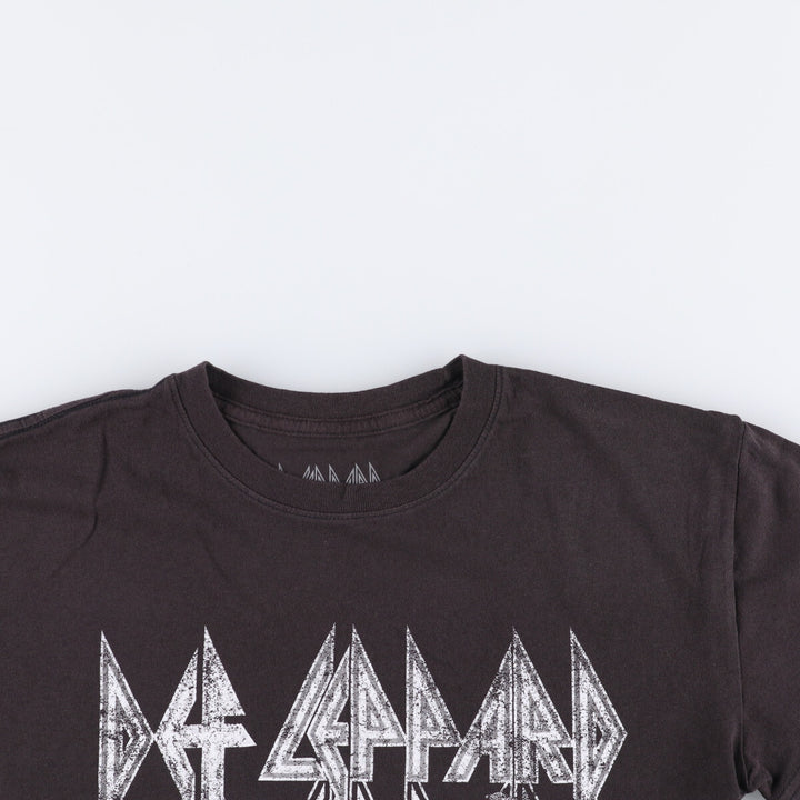 DEF LEPPARD Leopard Pattern Band T-shirt Band Tee Men's M size cotton black type Vintage Second Hand