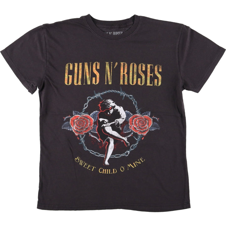 GUNS N' ROSES Guns N' Roses Band T-shirt Band Tee Men's M size cotton black type Vintage Second Hand