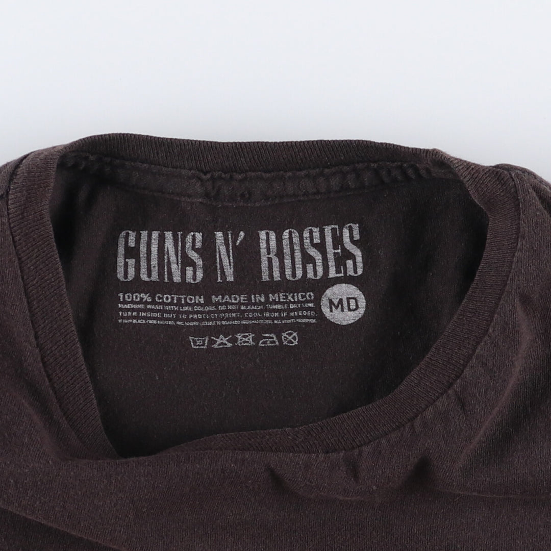 GUNS N' ROSES Skull Pattern Band T-shirt, Men's M size cotton black type Vintage Second Hand